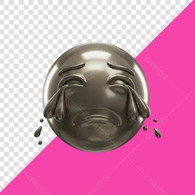 3D emoji triste metálico png transparente