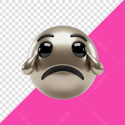 3D emoji triste metálico png transparente 
