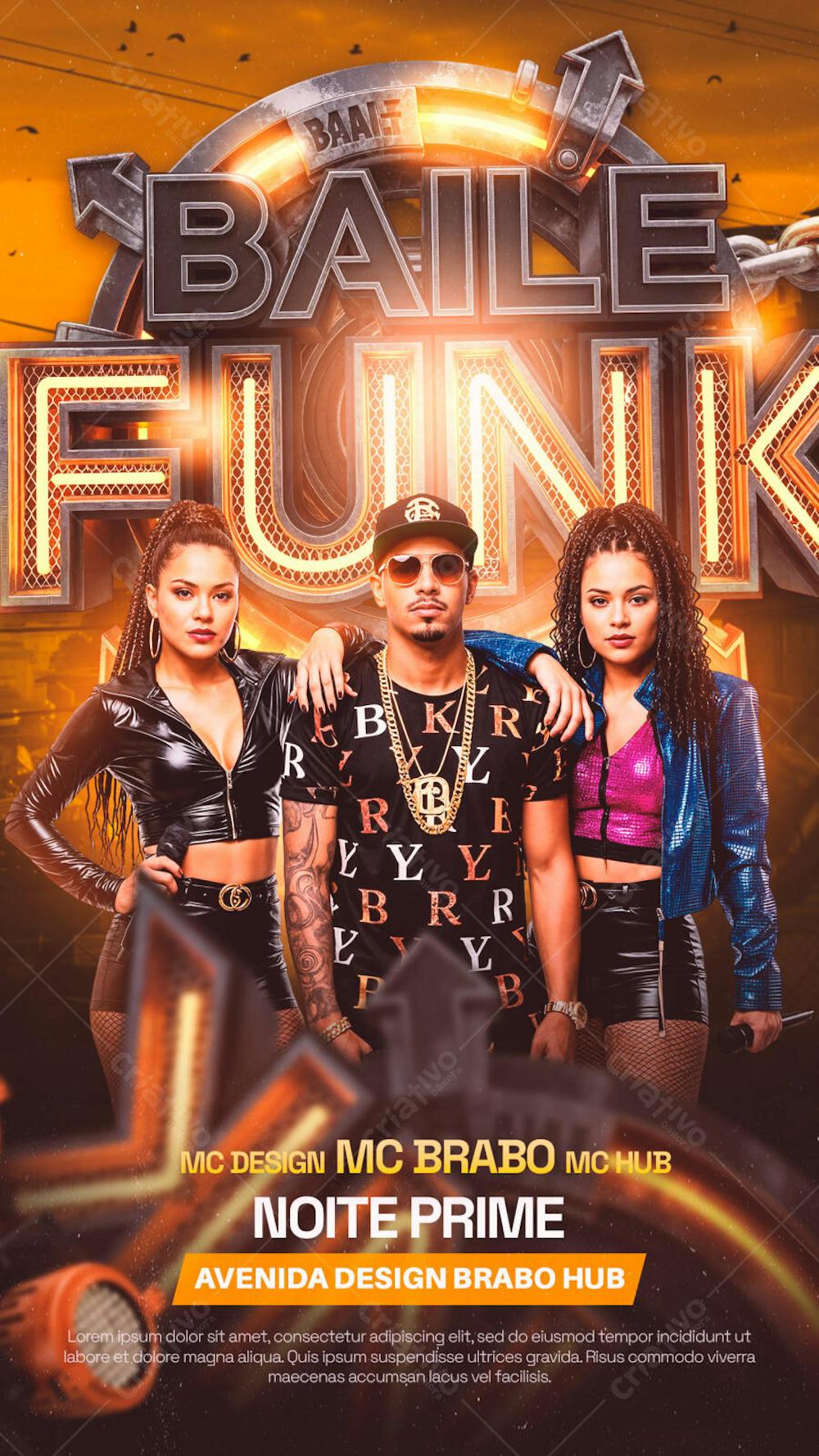 Flyer de Evento Noite Prime Baile Funk Story