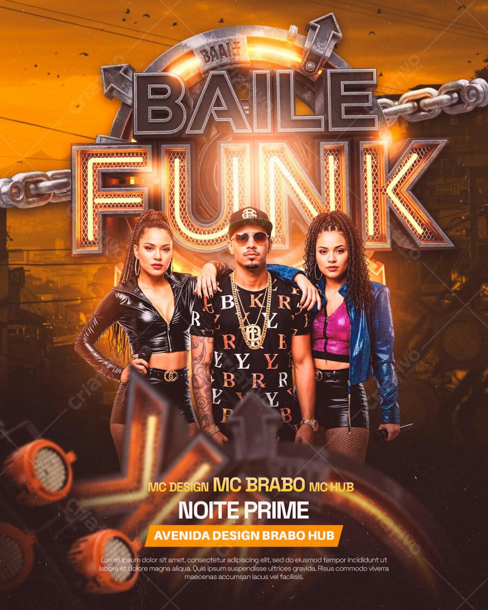 Flyer de Evento Noite Prime Baile Funk Feed