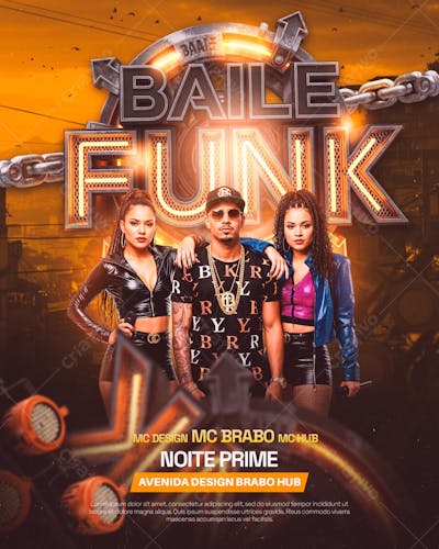 Flyer de Evento Noite Prime Baile Funk Feed