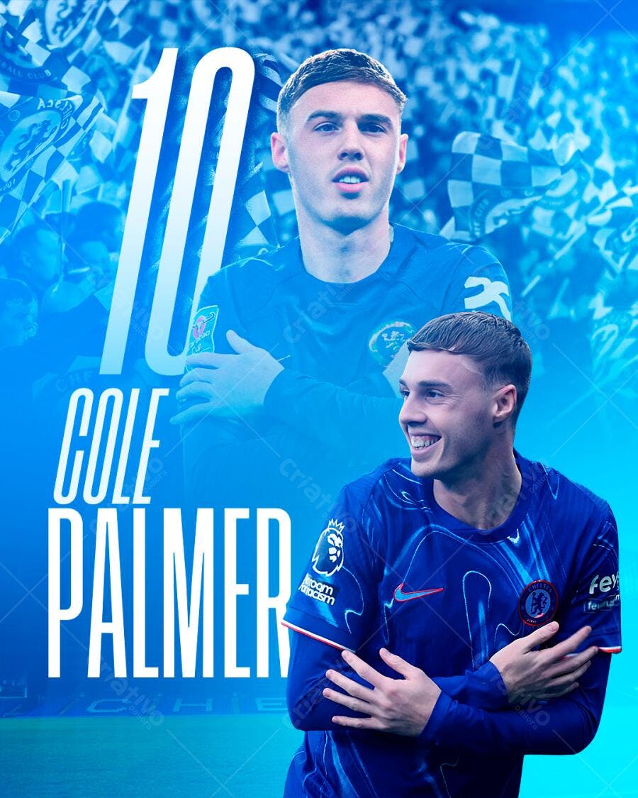 Poster Cole Palmer Jogador Futebol PSD Editável