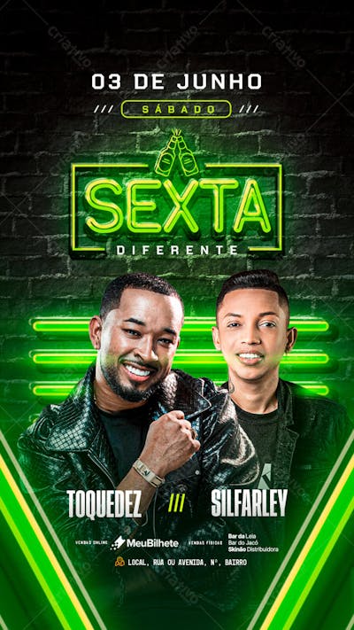 FLYER EVENTO SEXTA DIFERENTE STORY PSD EDITÁVEL