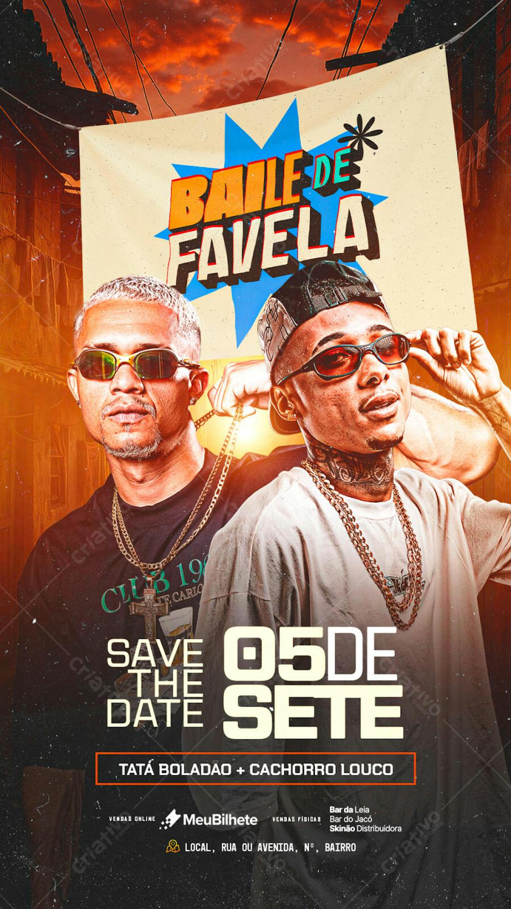 FLYER EVENTO BAILE DE FAVELA STORY PSD EDITÁVEL