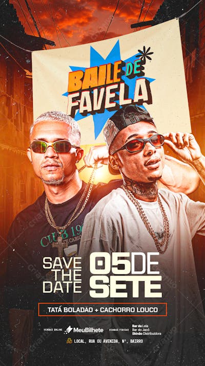 FLYER EVENTO BAILE DE FAVELA STORY PSD EDITÁVEL
