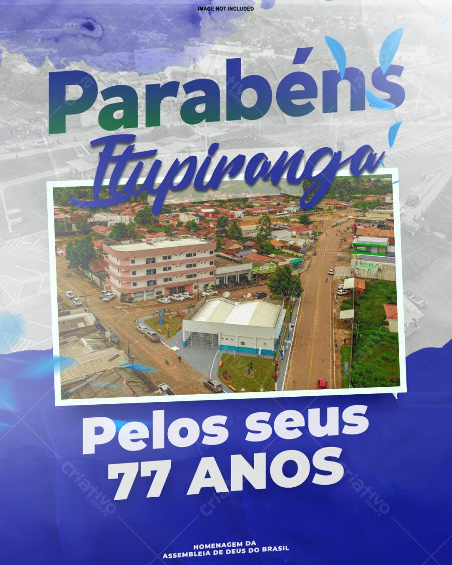 Flyer Aniversário Tupiranga 77 Anos PSD Editável