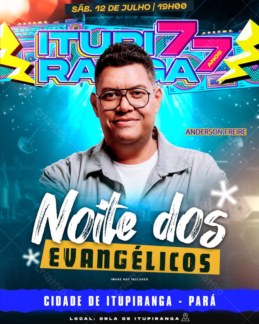 Flyer para Evento Gospel 12 de Julho PSD Editável
