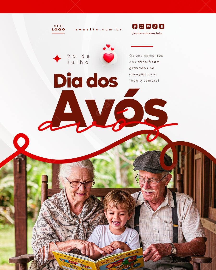 Flyer Dia dos Avós 26 de Julho PSD Editável