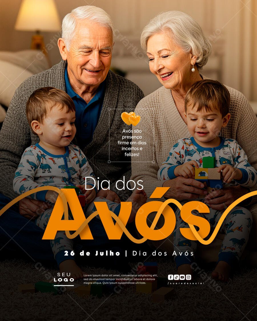 Flyer Dia dos Avós 26 de Julho PSD Editável