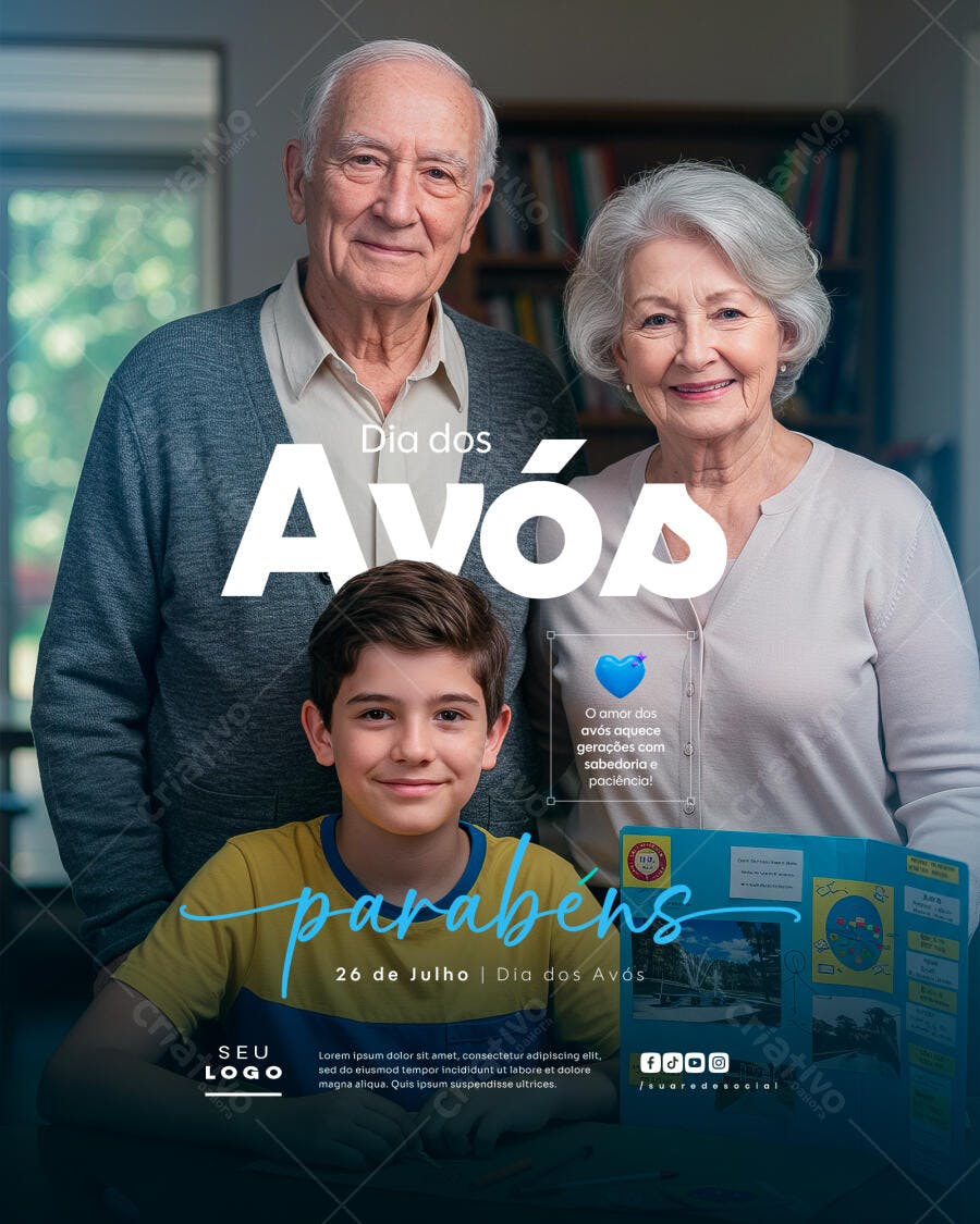 Flyer Dia dos Avós 26 de Julho PSD Editável