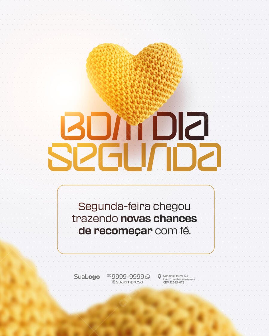 Post para Redes Sociais com Coração Amarelo PSD Editável