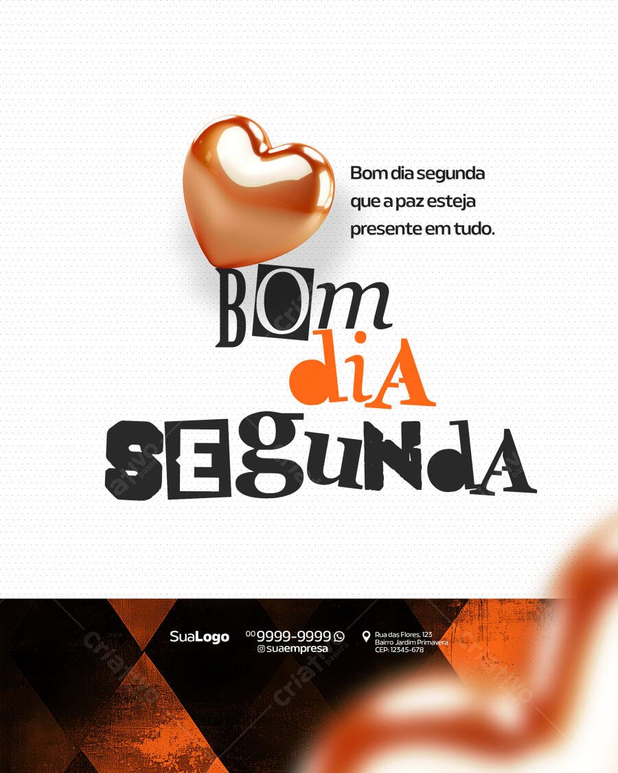 Postagem Instagram Bom Dia Segunda PSD Editável