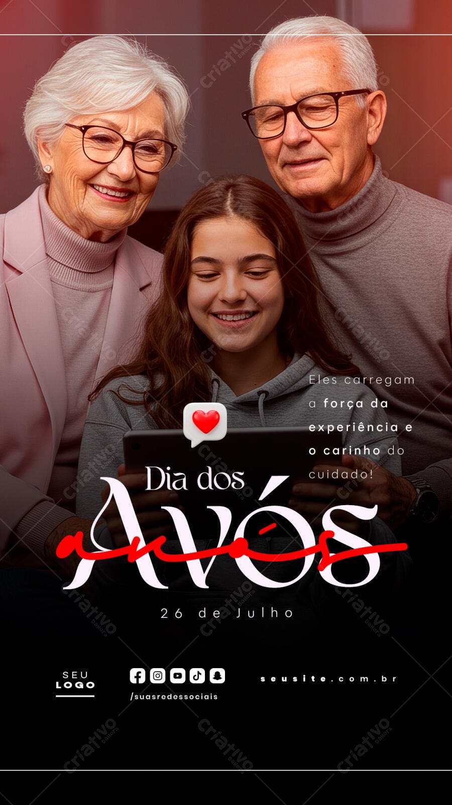 Flyer Dia dos Avós 26 de Julho PSD Editável