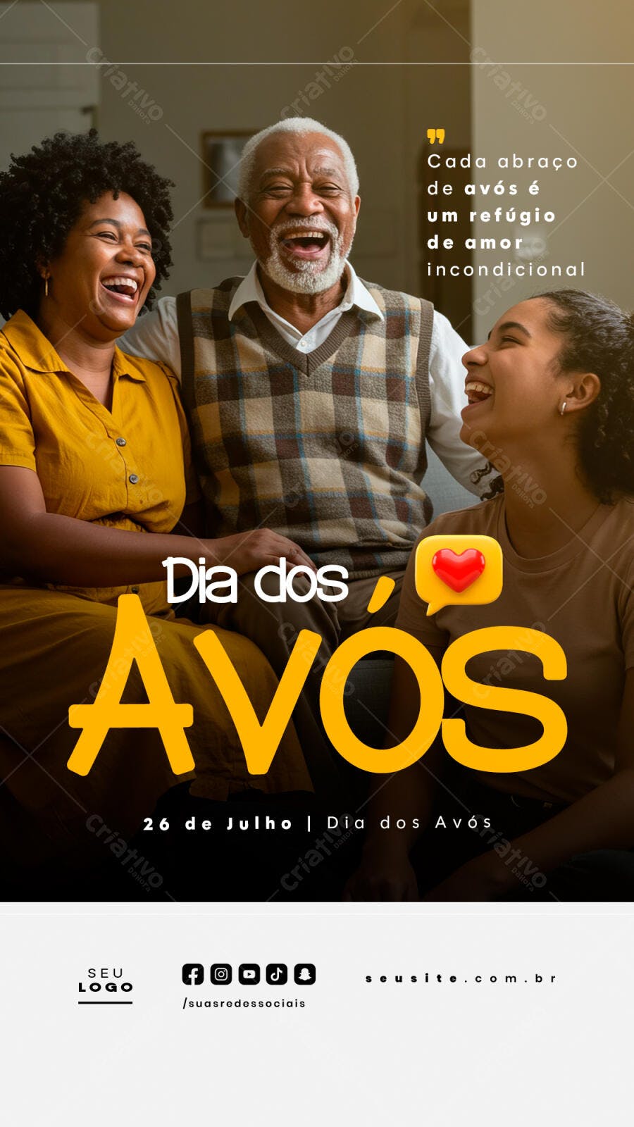 Flyer para o Dia dos Avós 26 de Julho PSD Editável
