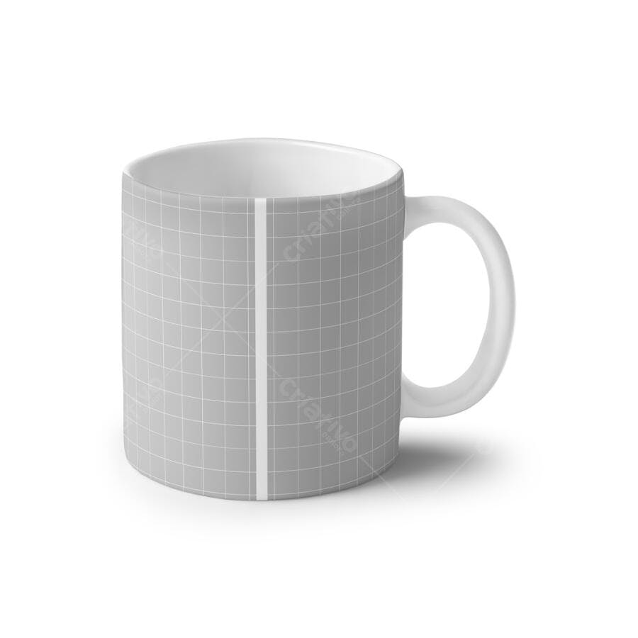 Mockup Caneca Clara com Grade Cinza - Design Minimalista