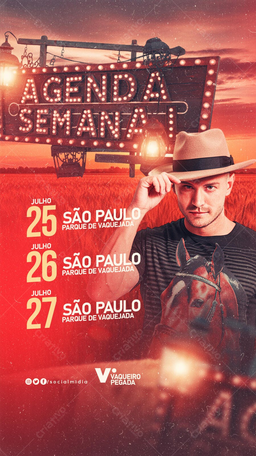 Flyer Vaquejada em São Paulo PSD Editável
