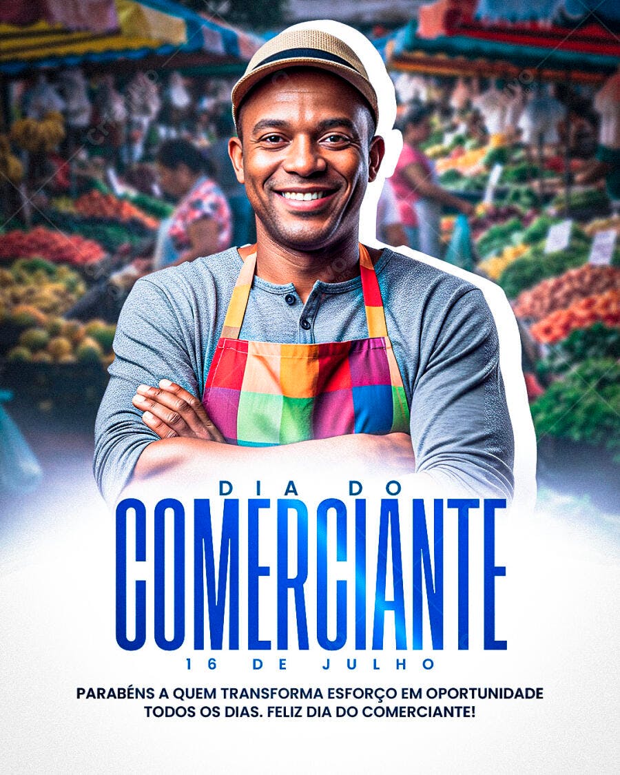 Flyer Dia do Comerciante 16 de Julho PSD Editável