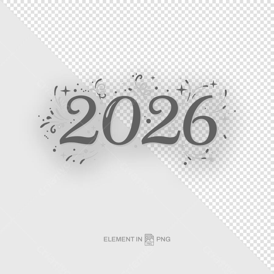 Arte para Ano Novo 2026 PSD Editável