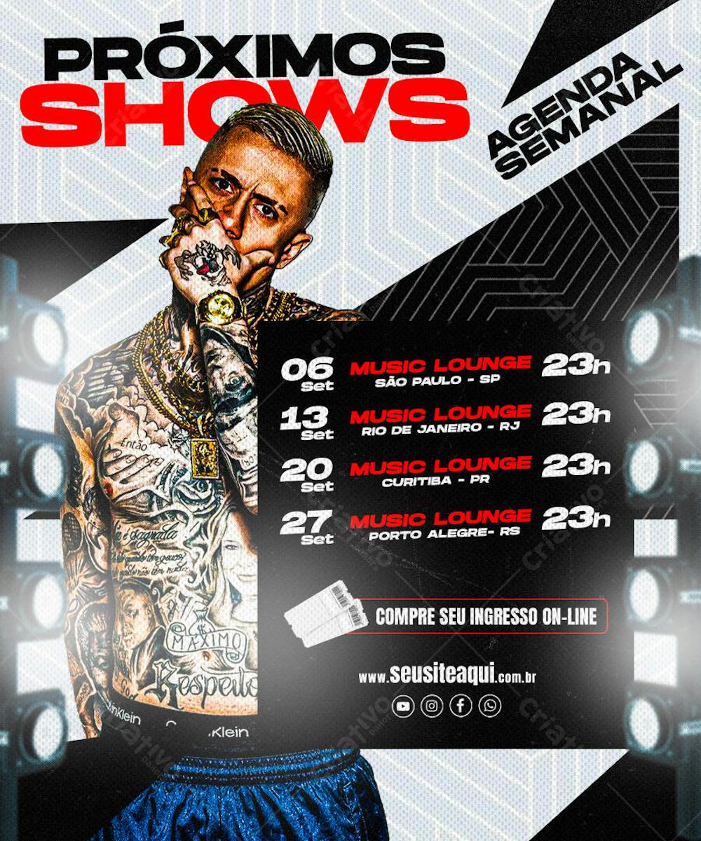 FLYER EVENTO MÚSICA AGENDA PRÓXIMOS SHOWS