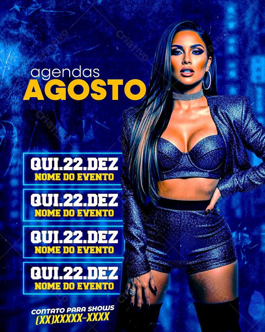 Flyer Agenda de Eventos Agosto PSD Editável