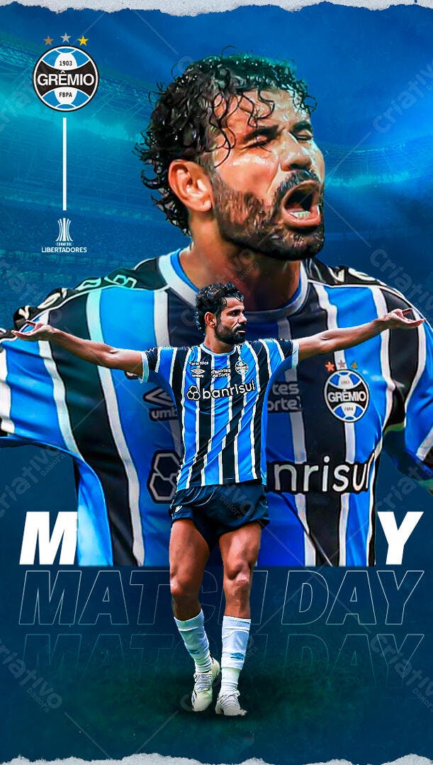 Poster Dia do Futebol Grêmio PSD Editável