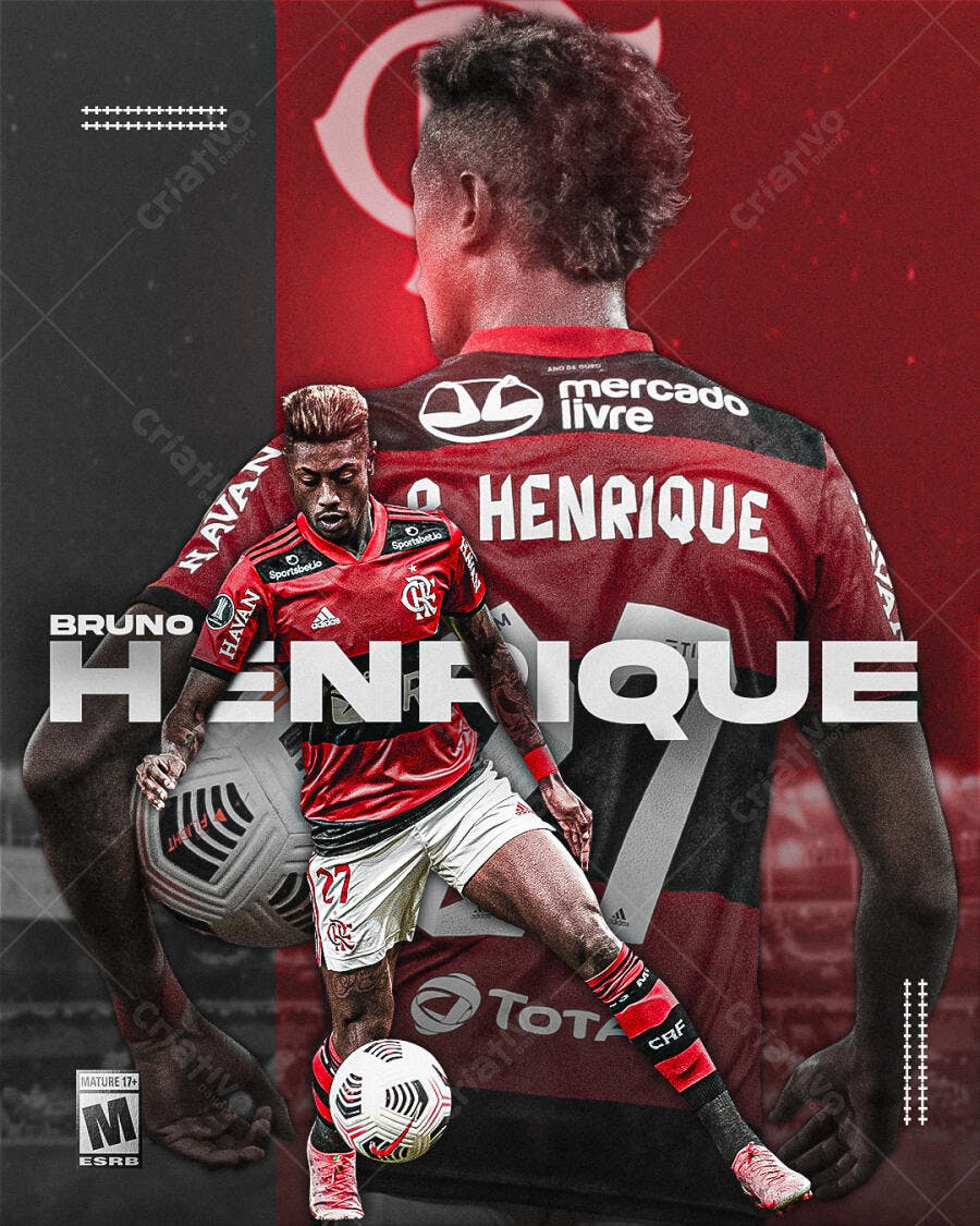 Arte de Jogador de Futebol PSD Editável