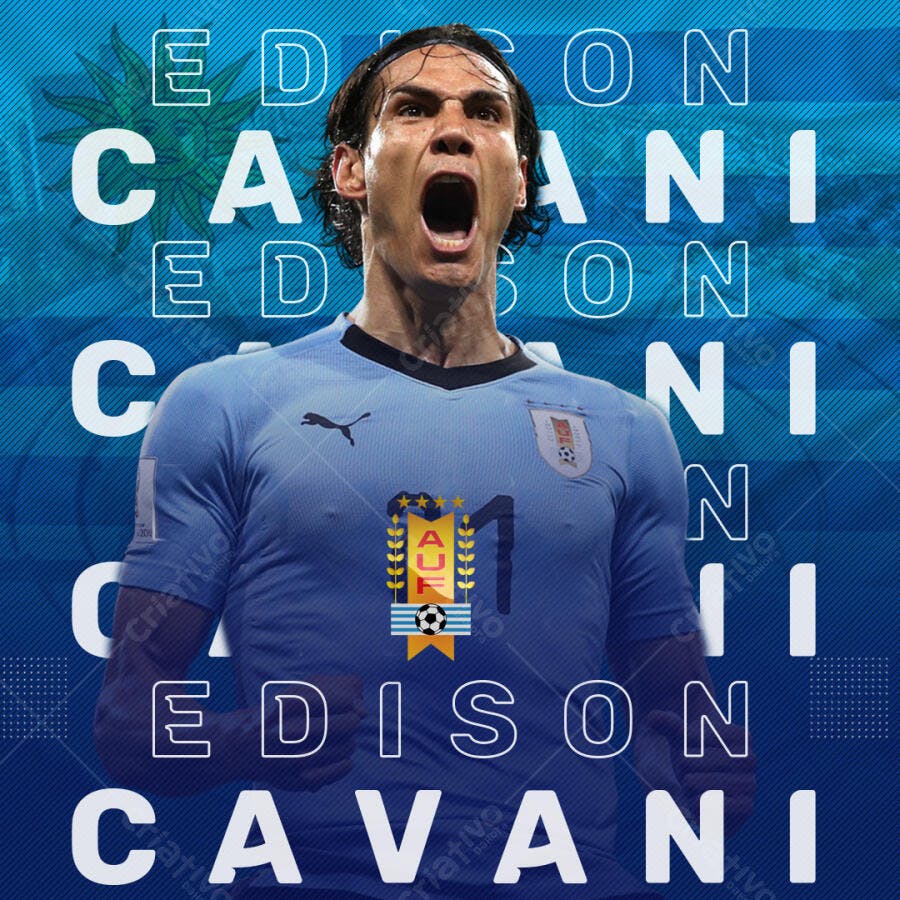 Poster para o jogador Cavani PSD Editável