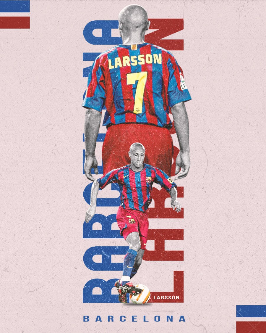 Poster Retrô do Henrik Larsson no Barcelona PSD Editável