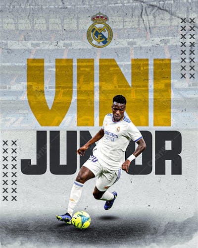 Flyer_Vini_Junior_Jogador_De_Futebol_Real_Madrid_Social_Media_PSD_Editavel
