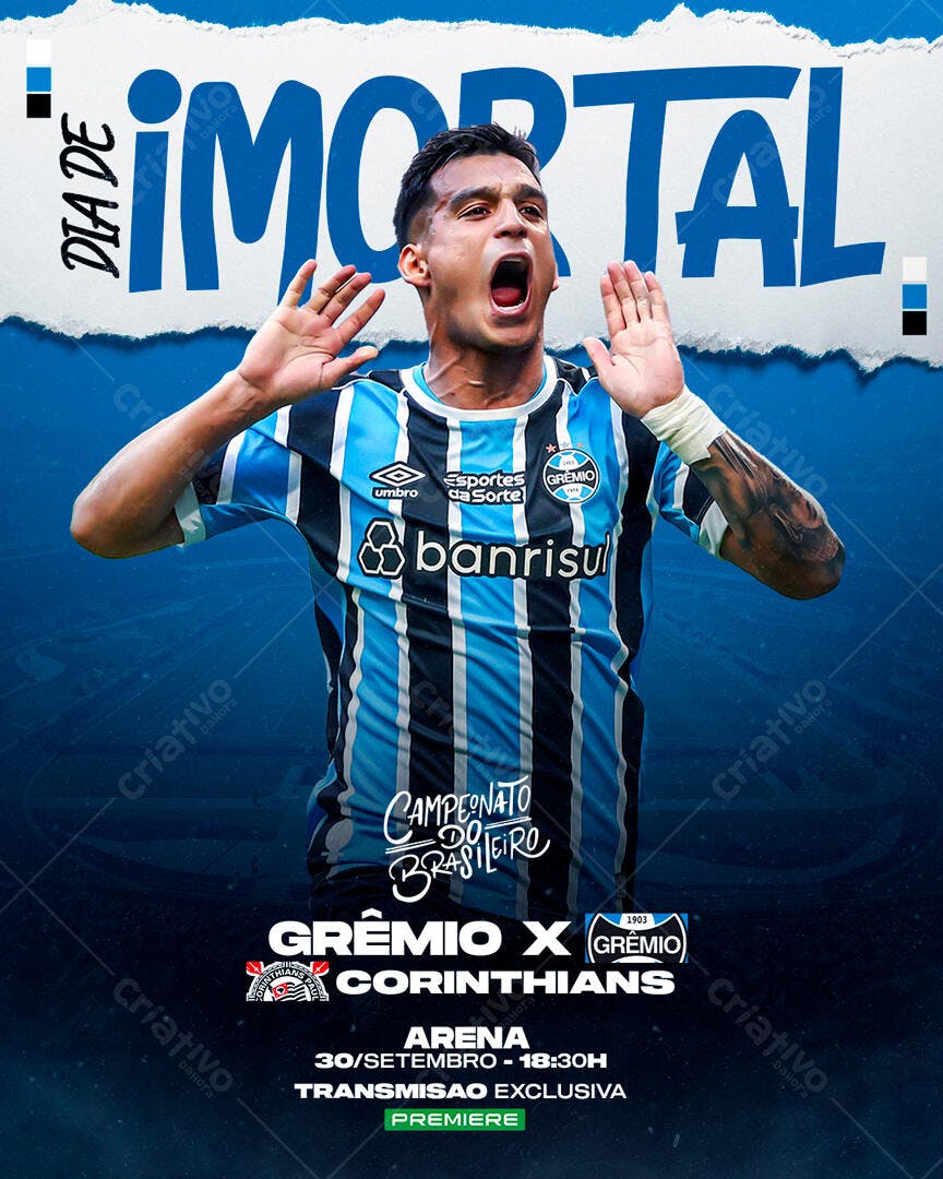 Flyer Grêmio x Corinthians PSD Editável - 30/Setembro