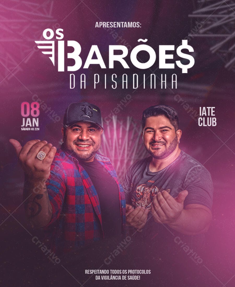 Flyer Festa Os Barões da Pisadinha 08 Jan PSD Editável
