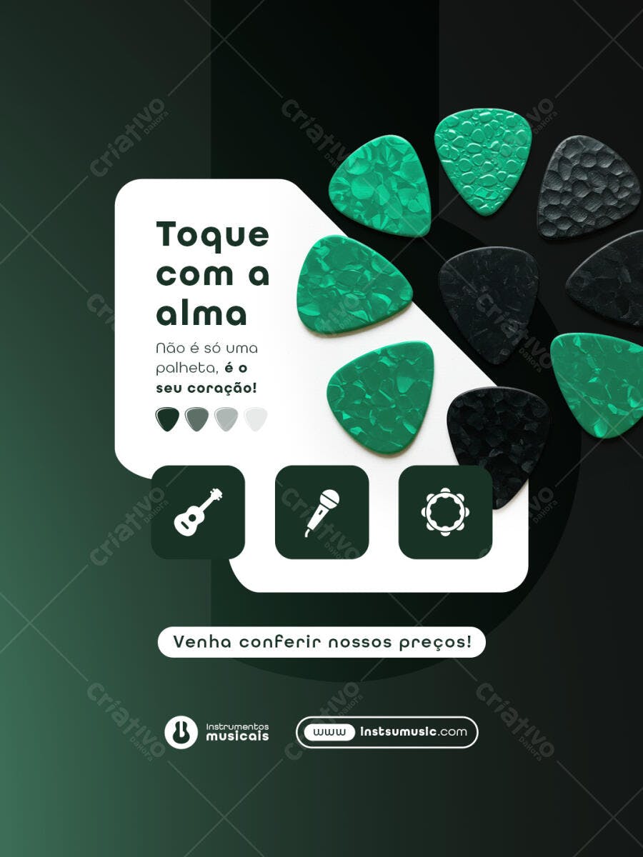 Flyer para Promoção de Instrumentos Musicais PSD Editável
