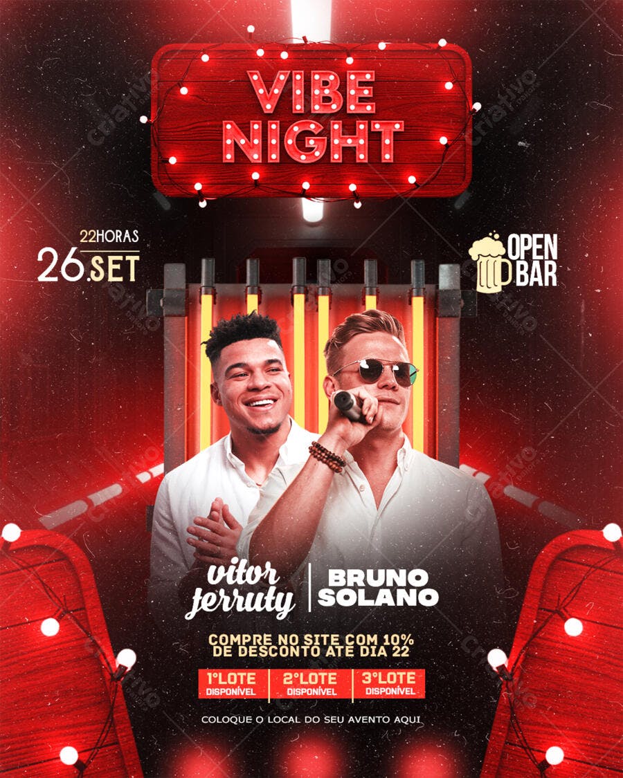 Flyer para Festa Vibe Night 26/Set PSD Editável