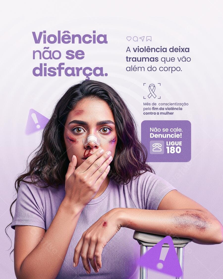 Flyer Conscientização Violência Contra a Mulher PSD Editável