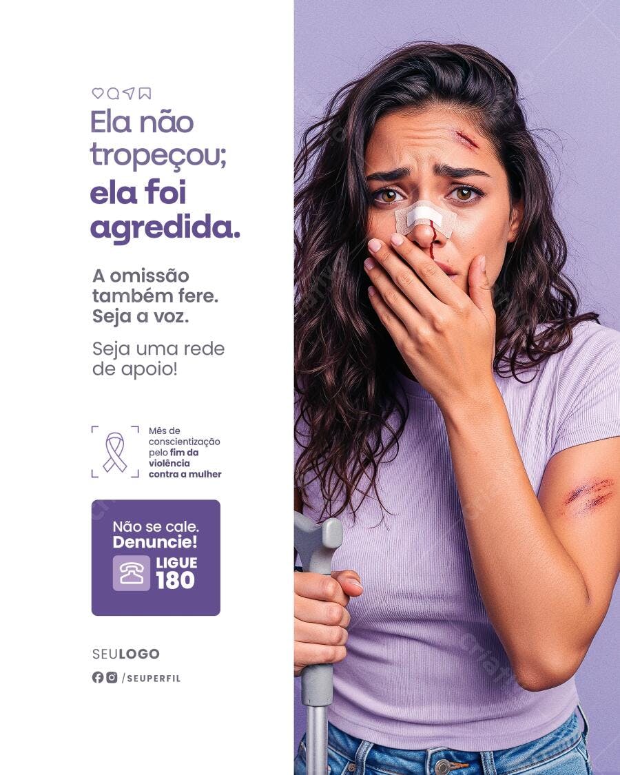 Flyer Conscientização Violência Contra a Mulher PSD Editável