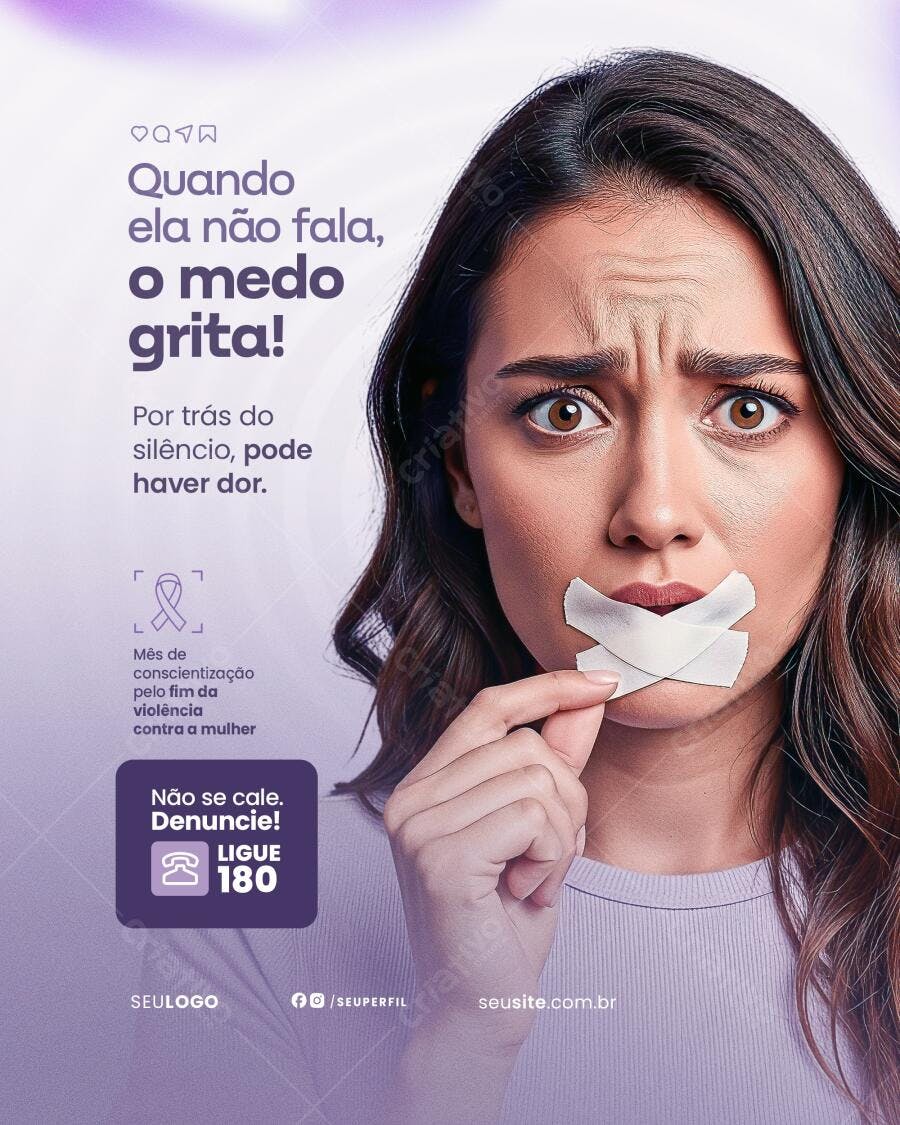 Flyer Mês da Conscientização contra Violência à Mulher PSD Editável