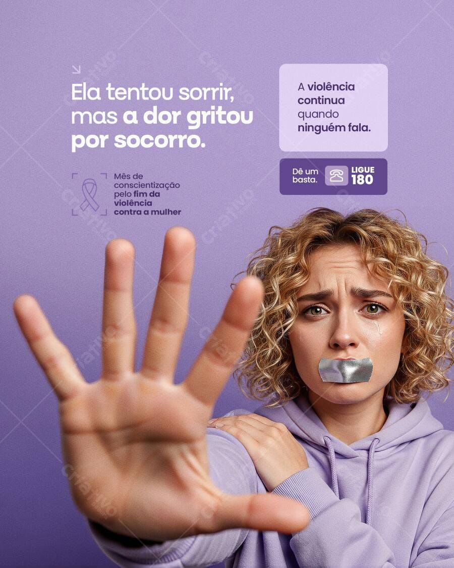 PSD para Campanha Contra Violência à Mulher PSD Editável