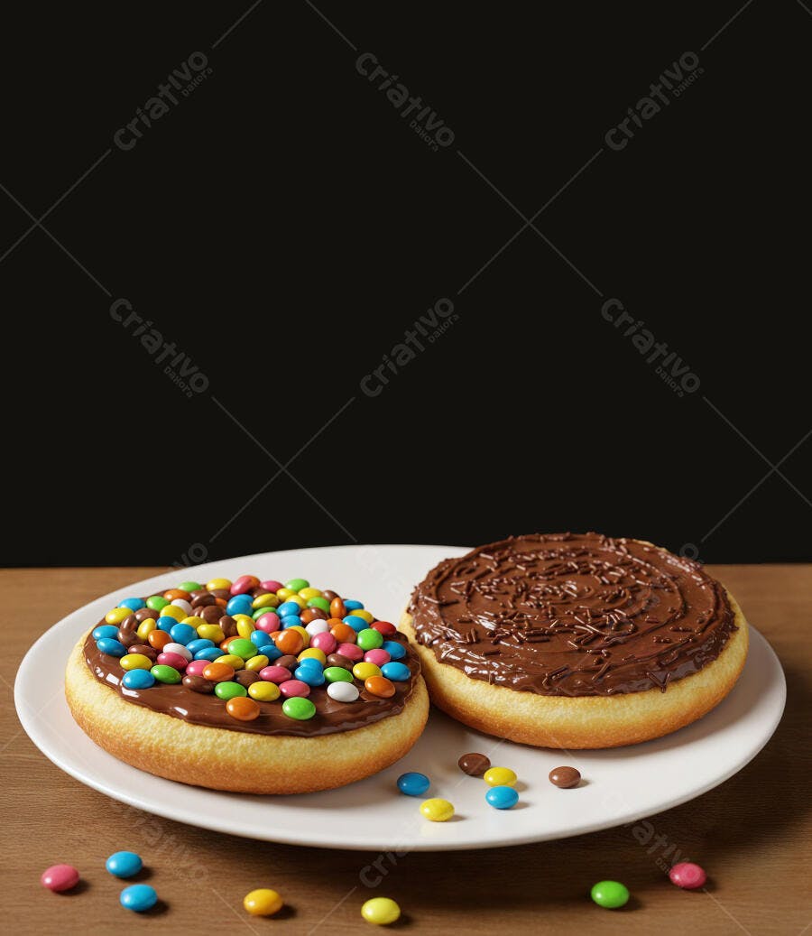 Doces cobertos com chocolate e confeitos coloridos