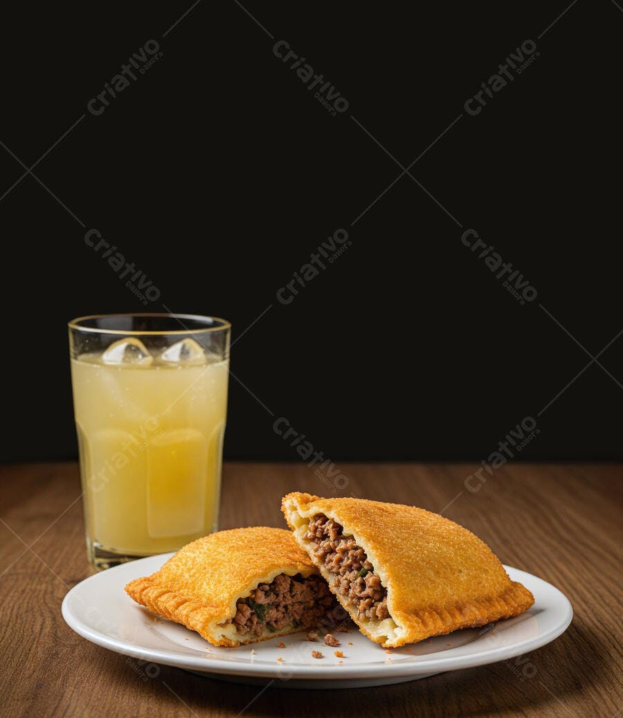 Pastel de carne com suco