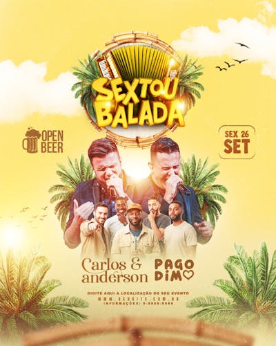 SHOWS EVENTOS FESTAS BALADA FLYER PARA ARTISTAS SEXTOU BALADA FEED