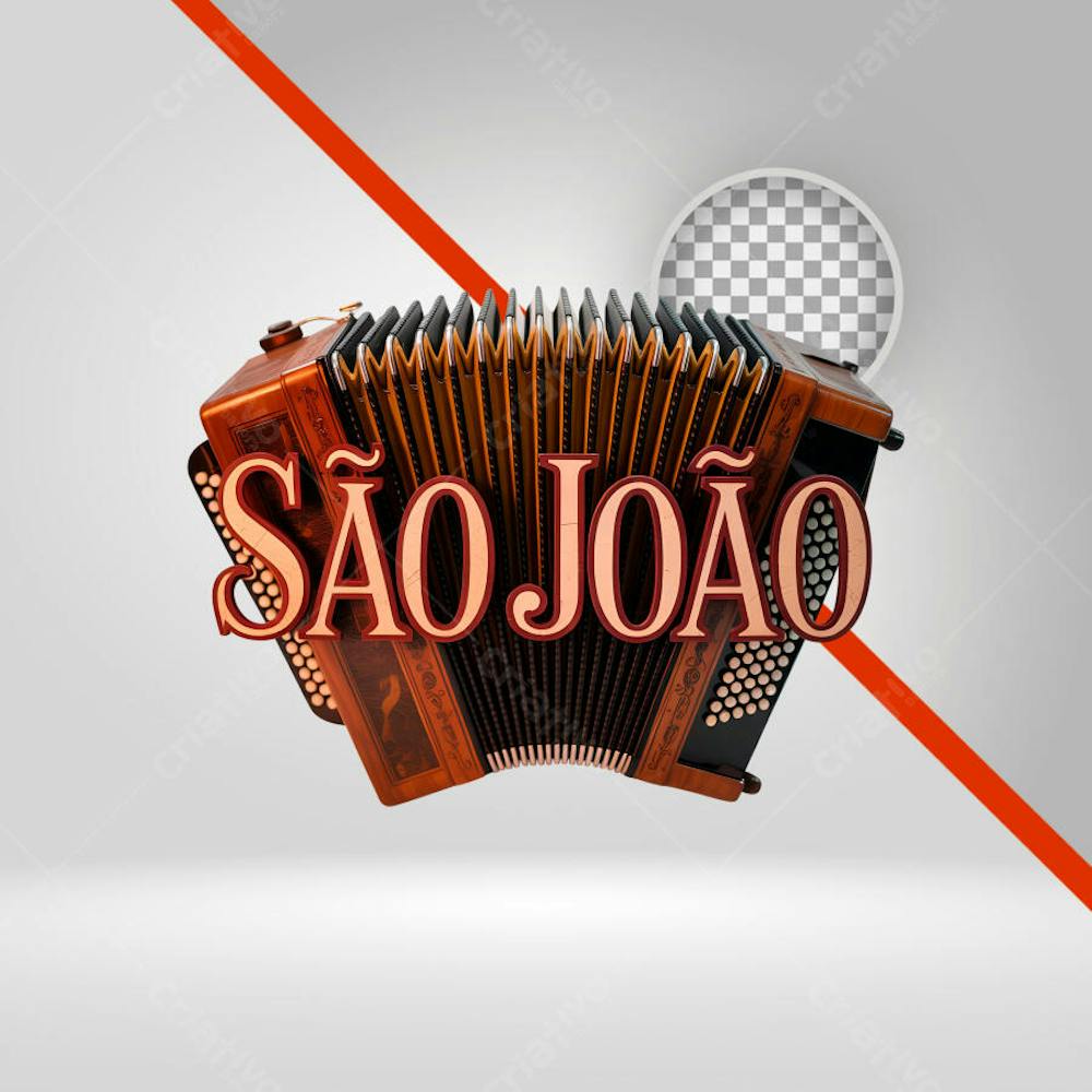 Sanfona Com Texto 3D, São João 3D, Acordeom, png transparente