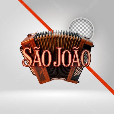 Sanfona Com Texto 3D, São João 3D, Acordeom, png transparente
