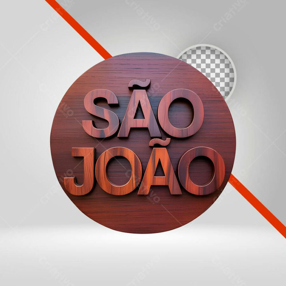 Selo 3D São João, Texto 3D, Tábua de Madeira png Transparente