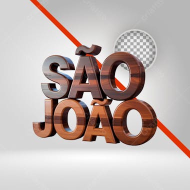 3D Saint John text made of wood. PNG with transparent background