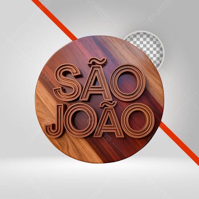 Selo 3D São João, Texto 3D, Tábua de Madeira, png Fundo Transparente 
