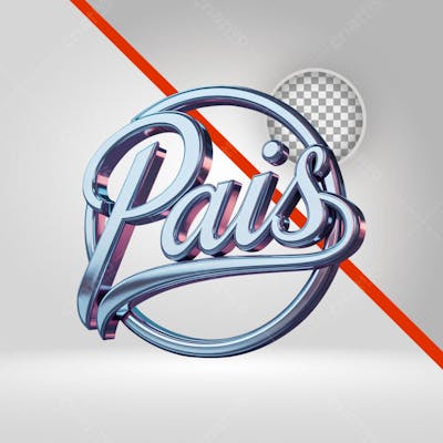 Selo 3D Dia Dos Pais, Texto 3D Com Fundo Transparente 