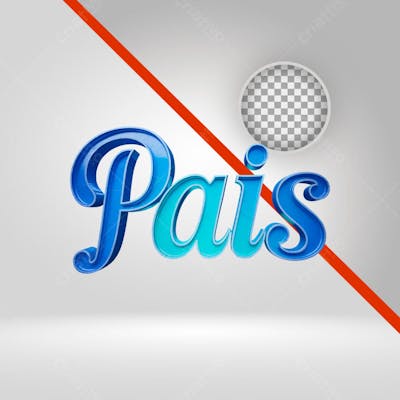 Texto 3D Dia Dos Pais, Letras Azuis, PNG Fundo Transparente