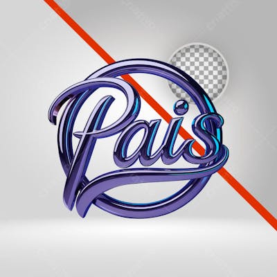 Selo 3D Dia Dos Pais, Texto 3D Elemento Png Com Fundo Transparente 