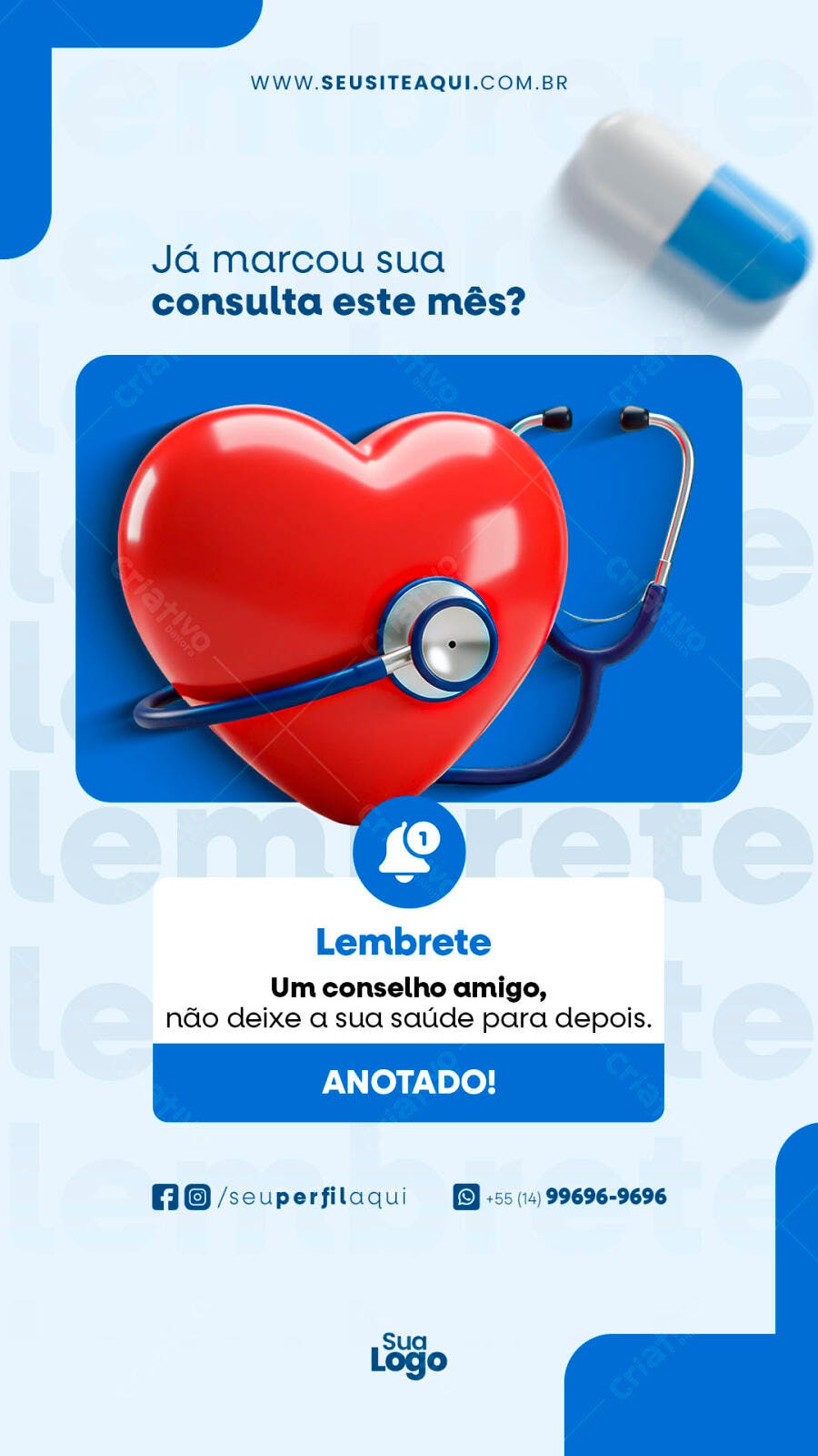 Flyer Médico Mensagem Saúde PSD Editável