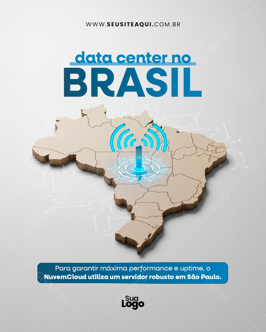 Post para Redes Sociais Data Center no Brasil PSD Editável
